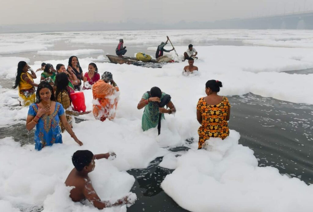 People swimming in the river Delhi